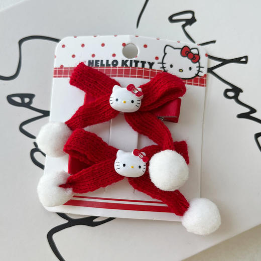 可爱少女KT蝴蝶结球碎发对夹-纪念日百货门店同款167749064 商品图4