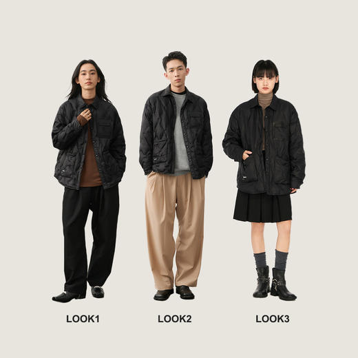 NPC潮牌含量菱形纹翻领轻薄羽绒服男外套白鸭绒NP48DJ35 商品图1