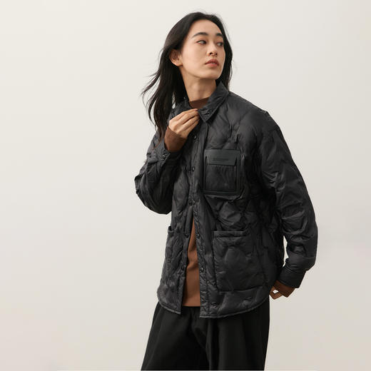 NPC潮牌含量菱形纹翻领轻薄羽绒服男外套白鸭绒NP48DJ35 商品图2