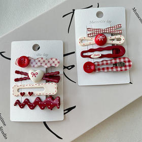 学院风少女洋红色系组合夹-纪念日百货门店同款167997800