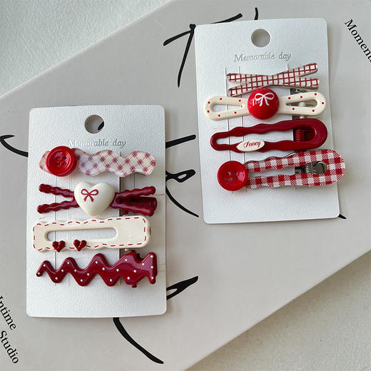 学院风少女洋红色系组合夹-纪念日百货门店同款167997800 商品图0