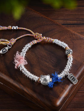 子佩集S925银【招财福猫】手串【TSB0002-4】纯银手链串珠钱币手链腰缠万贯盘缠盘缠2411