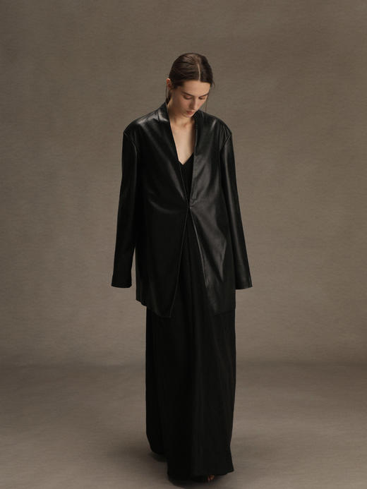 ranyepersonal｜PARADOX25LJ01 无领黑色真皮皮衣 [ 黑 ] 商品图4