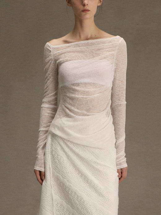 ranyepersonal｜PARADOX25RO02-1 不规则褶皱白色打底衫 [ 白 ] 商品图9