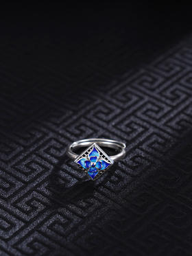 子佩集S925银【花开四溢】戒指【JZ00360】纯银方块珐琅彩2412