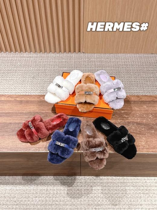 爱马仕 Giulia毛拖系列Kelly扣H毛拖(DBG) 商品图2