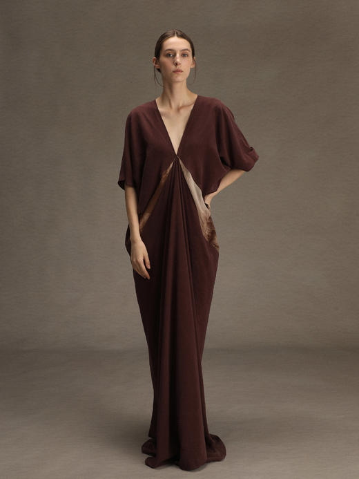 ranyepersonal｜PARADOX25DR04-1 低领拼接扎染紫色短袖连衣裙 [ 黑 ] 商品图8