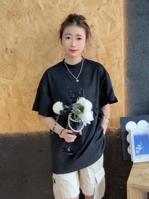 巴黎家纯色后背字母图案休闲T恤 商品图4