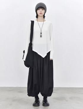 【超值特卖】薄款莫代尔超舒服不规则下摆长袖T恤打底衫-喜出