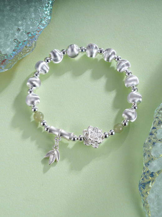 子佩集S999银【清莲雅韵】手串【SC001200】纯银手链绿色2411 商品图0