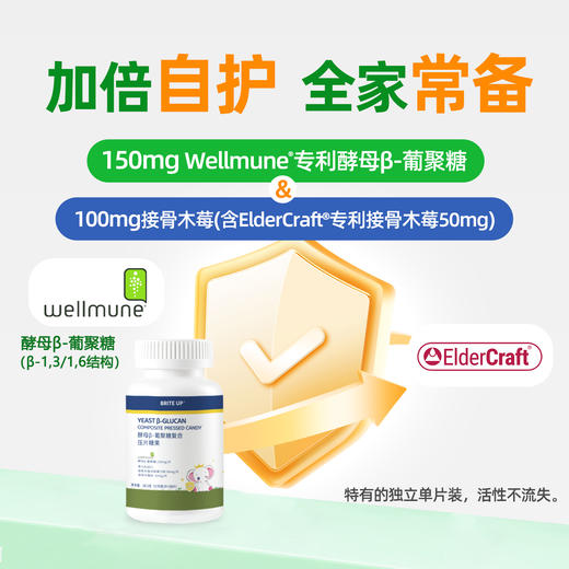 ² 小象家【勉益宝β-葡聚糖含片】每片150mg专利Wllmune®酵母β-葡聚糖+100mg接骨木莓酸甜口感大人孩子都能含 独立片装 30片/瓶HM02-CRMM-YS【小象】 商品图0
