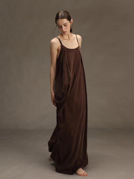 ranyepersonal｜PARADOX25DR03-2 不对称铜氨砂洗棕色吊带连衣裙 [ 棕 ] 商品图11