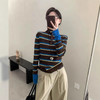 XMZ291女装秋季欧货条纹针织衫半开领打底衫百搭软糯上衣 商品缩略图2