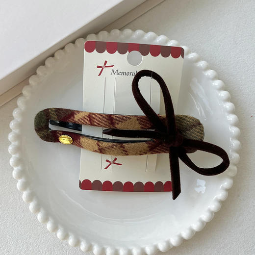 复古格纹蝴蝶结侧边夹头饰-纪念日百货门店同款167796805 商品图3