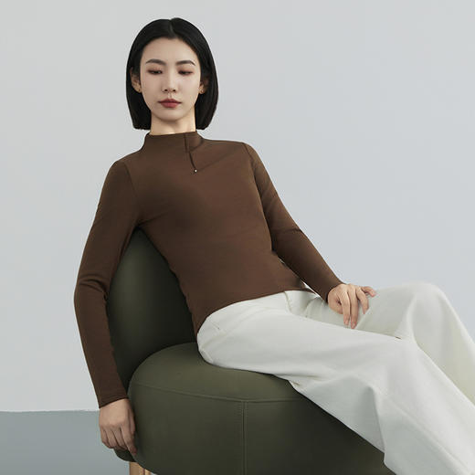 A30311保暖衣女秋冬新款立领依翡丝抗菌吸湿排汗长袖t恤内搭修身打底衫 商品图3