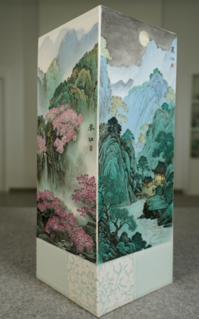 《四季山水》四方镶器