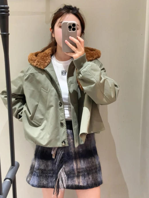 罗意威 25秋冬新款 连帽可拆卸军绿色A字斗篷棉服 (TM) 商品图5