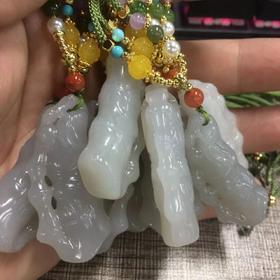 珠光宝气&和田玉吊坠-竹节淡紫