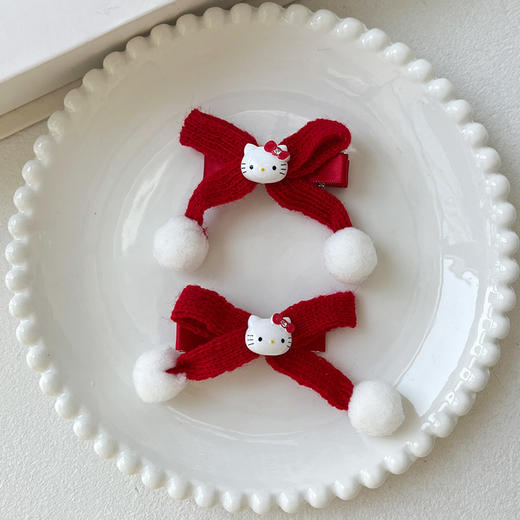 可爱少女KT蝴蝶结球碎发对夹-纪念日百货门店同款167749064 商品图3