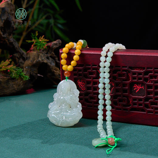 和田玉吊坠-DIY和田玉蜜蜡珠链晴水度母 商品图0