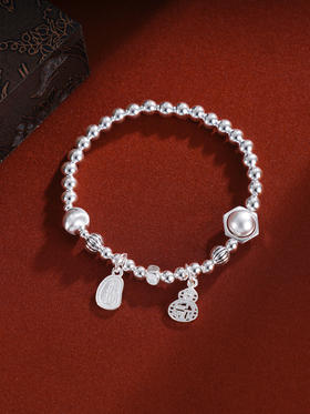 子佩集S925银【福禄成双】手串【TSB0001-42】纯银手链葫芦2411