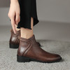 【预售5天】真皮法式复古擦色短靴女秋冬舒适软底中跟及踝靴圆头粗跟切尔西靴&D3109 商品缩略图2
