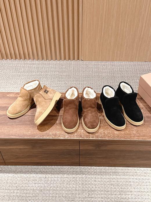 缪缪 秋冬复古保暖厚底雪地靴短靴（DBG） 商品图5