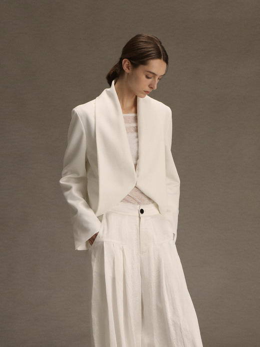 ranyepersonal｜PARADOX25BA01-2 粗斜纹白色短款西装 [ 白 ] 商品图1