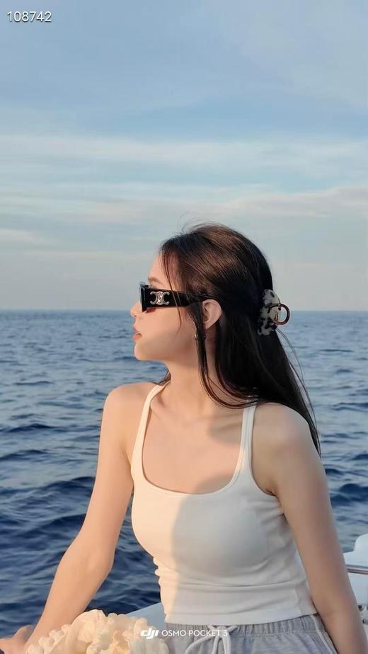 赛琳 镜腿标识 凯旋门logo 板材镜架 长方形 太阳眼镜 女款（JH） 商品图1