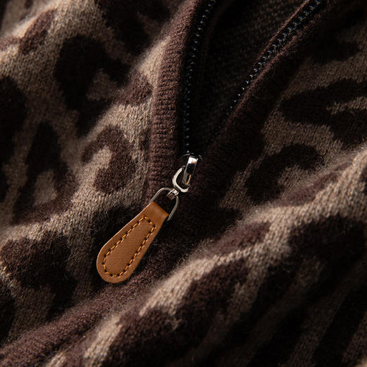 高级感豹纹 baby小山羊绒开衫 显瘦 针织外套半高领BABY250504 商品图4