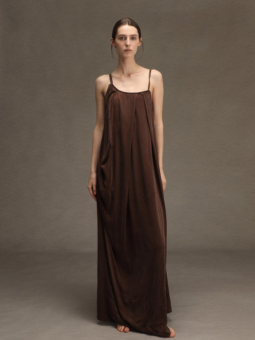 ranyepersonal｜PARADOX25DR03-2 不对称铜氨砂洗棕色吊带连衣裙 [ 棕 ] 商品图4