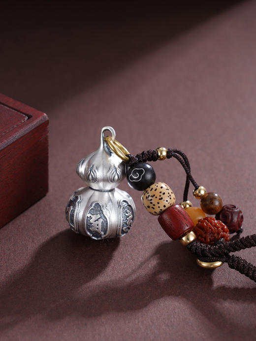 子佩集S999银【真言福禄】钥匙扣【DZ957】纯银仿古葫芦可打开小摆件2412 商品图0