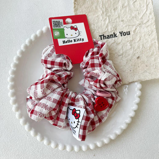 少女甜美风红格纹KT发圈-纪念日百货门店同款167749208 商品图4