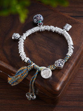 子佩集S999银【平安赐福】手串【SC001169】纯银手链串珠钱币腰缠万贯盘缠盘缠2411