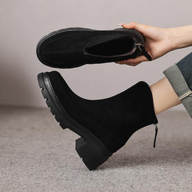 【预售5天】真皮松糕短靴新款英伦复古高跟时装靴KL607