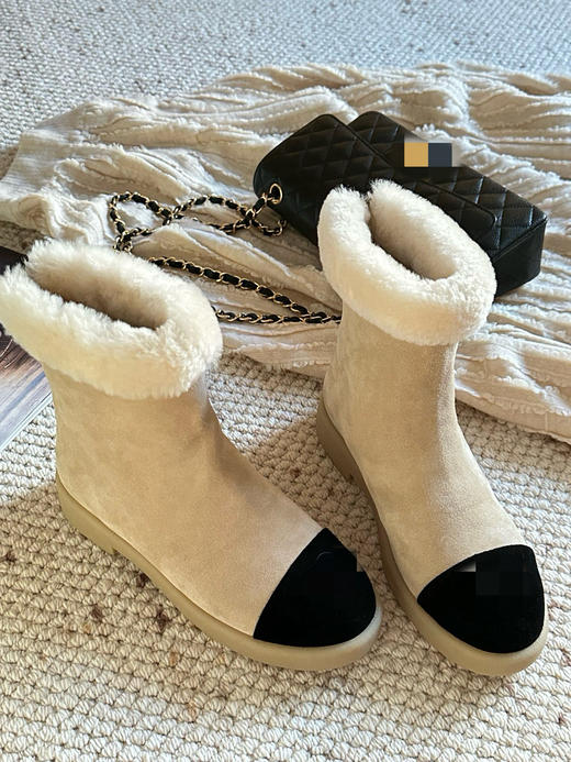 1030-7 真香 25冬 麂皮面 羊皮毛一体内里 后拉链 羊毛靴 保暖短靴 商品图8