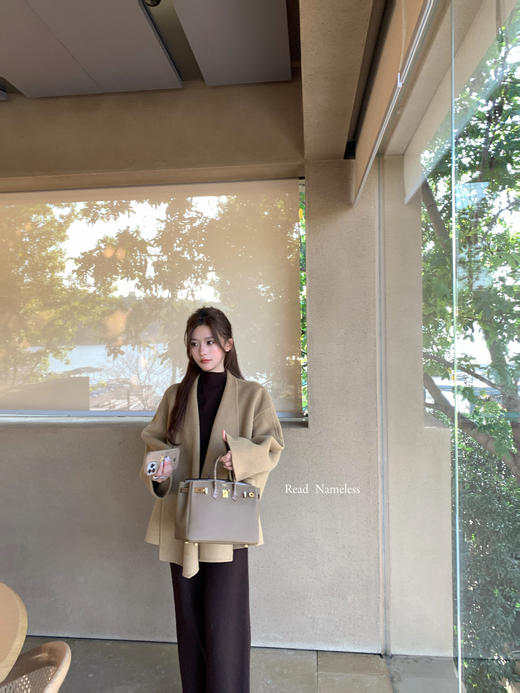 Read Nameless /卡其全羊毛A摆双面呢外套+气质深咖针织套装  2025/12/1 商品图2
