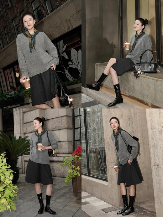 HIDEMI 进口羊毛极简显瘦立体翻折双层毛呢五分裤中裤配靴神裤 商品图4