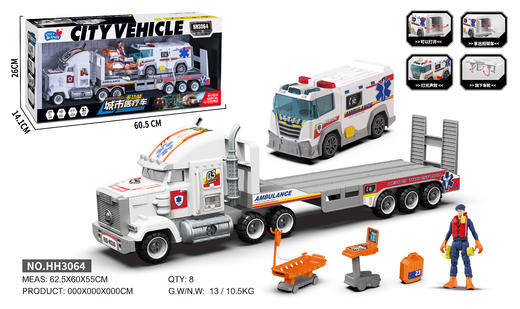 小演员声光音乐喷水儿童惯性消防车环卫处警察托运车玩具男孩礼物 商品图2