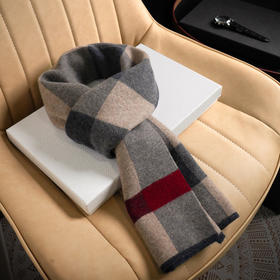 丁摩 纯羊毛格子围巾男秋冬季韩版百搭保暖加厚高档男女士围巾新款围脖5ZF-1212