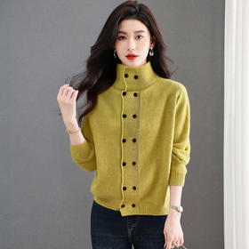 SC26-3295-178立领毛衣外套女短款冬季2025新款双排扣针织开衫内搭上衣打底衫