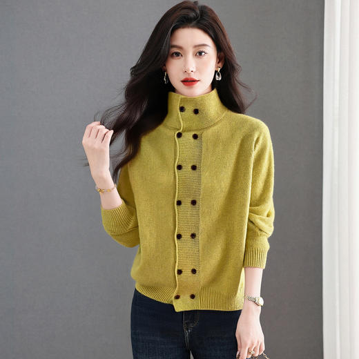 SC26-3295-178立领毛衣外套女短款冬季2025新款双排扣针织开衫内搭上衣打底衫 商品图0