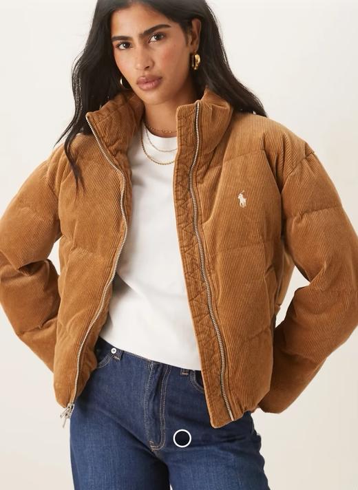 RL拉夫灯芯绒小面包绗缝白鸭绒羽绒服 商品图3