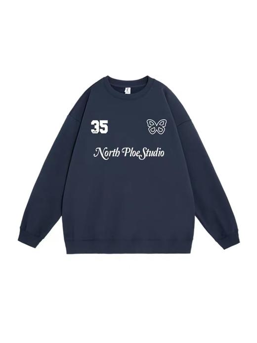 🔥🔥【潮牌卫衣】圆领颗粒绒～蝴蝶35字母印花加绒颗粒绒卫衣-喜出 商品图2