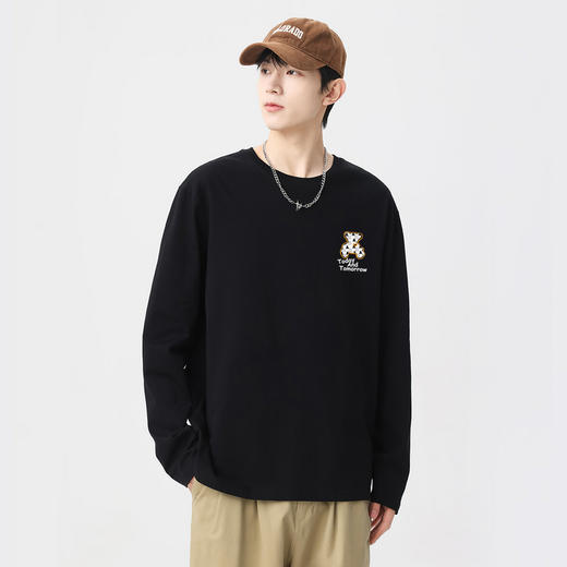 GXG男装【100%棉】秋季时尚卡通小熊舒适休闲男式圆领长袖T恤K&C 商品图1