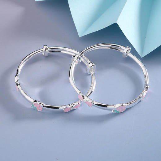 【宏艺珠宝】甜莓蝴蝶结萌宝儿童手镯·足银手镯 商品图2