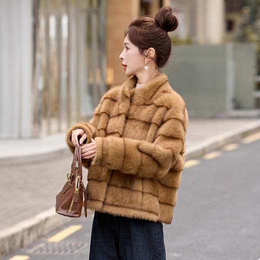时尚洋气仿水貂皮毛一体，立领短款保暖外套HR-LNS9786 商品图2