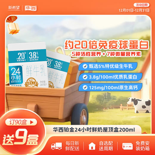 新希望(华西)屋顶盒铂金24小时鲜牛乳200ml 商品图0