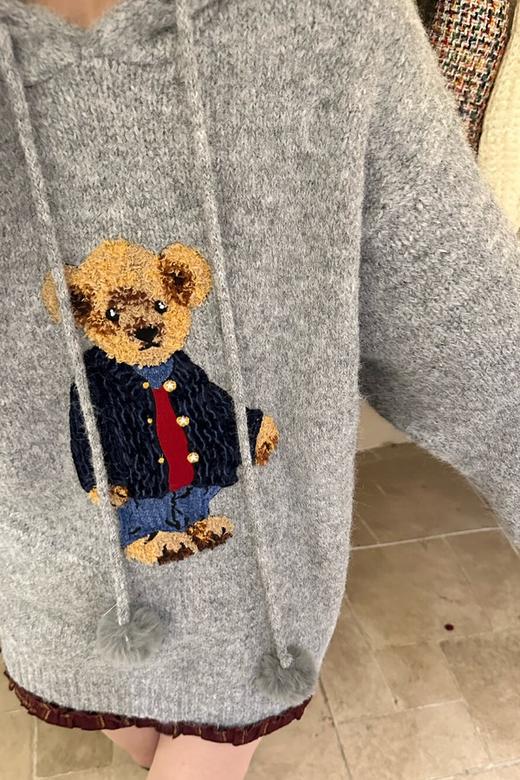 ANSUABEL 可爱卡通小熊慵懒宽松针织毛衣 21883 商品图2