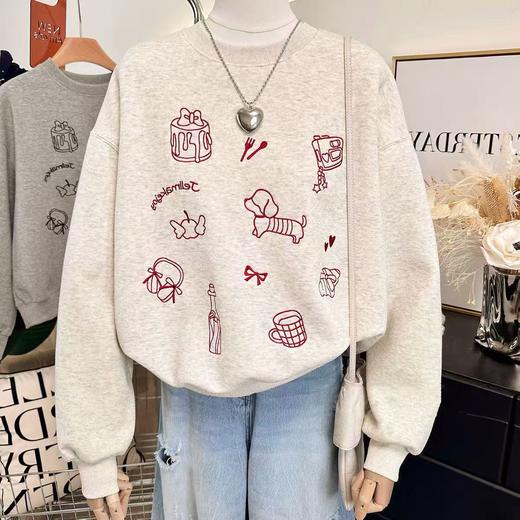 【工艺卫衣】egg品牌爆款～重工刺绣～重工蛋糕刺绣宽松短款卫衣-喜出 商品图3